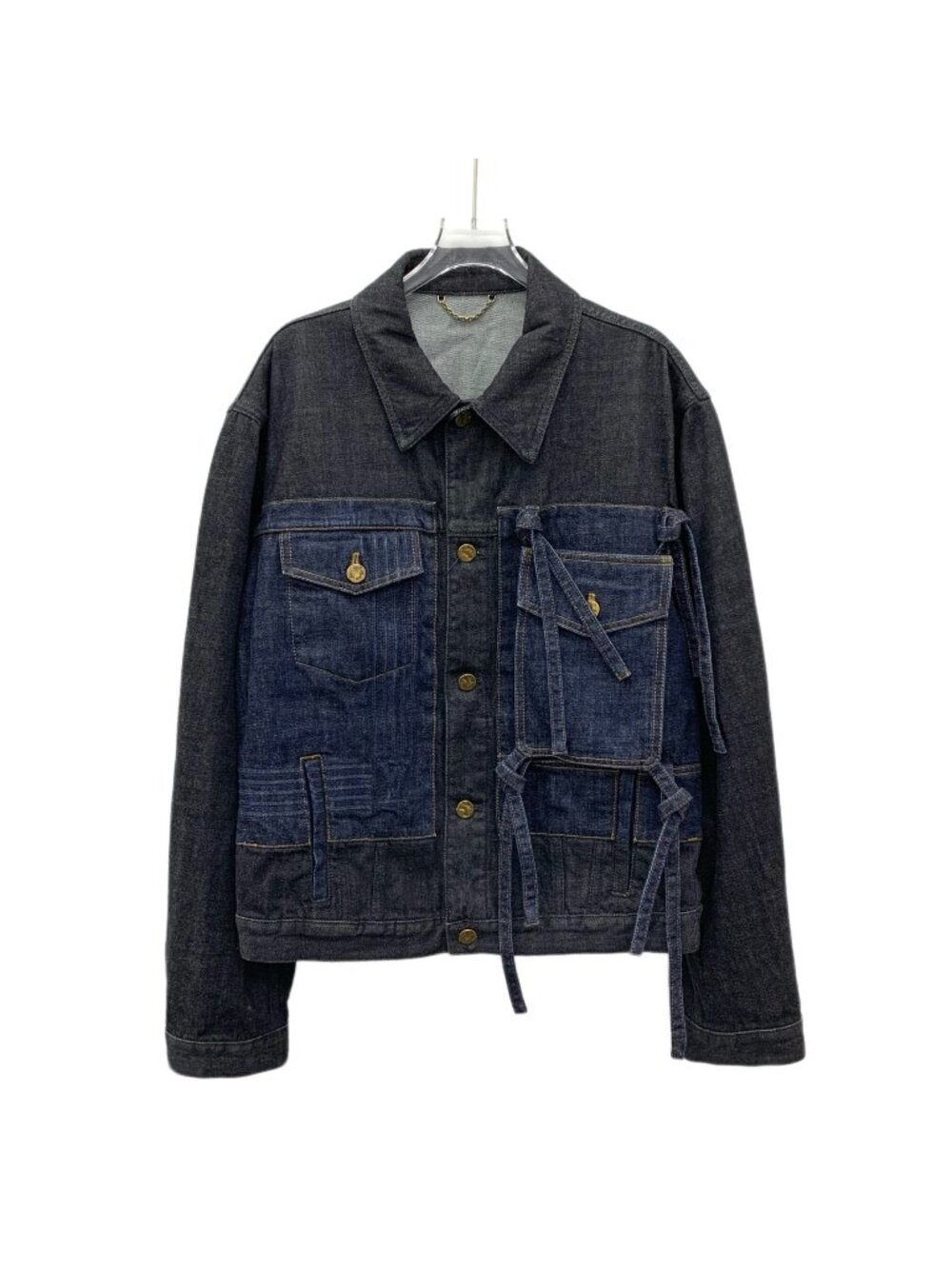 Louis Vuitton Black Cotton Bow Tassel Pocket Denim Jacket